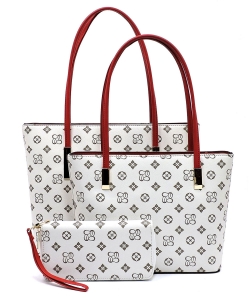 Monogrammed 3-in-1 Tote CS2669 IVORY/RED